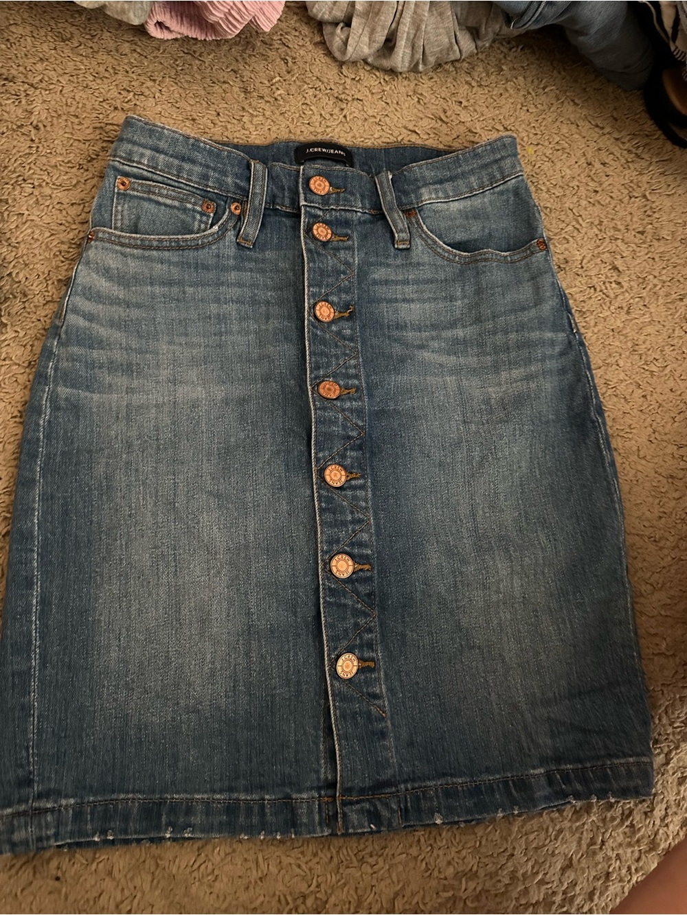 Denim Button-Front Women's Skirt - Blue